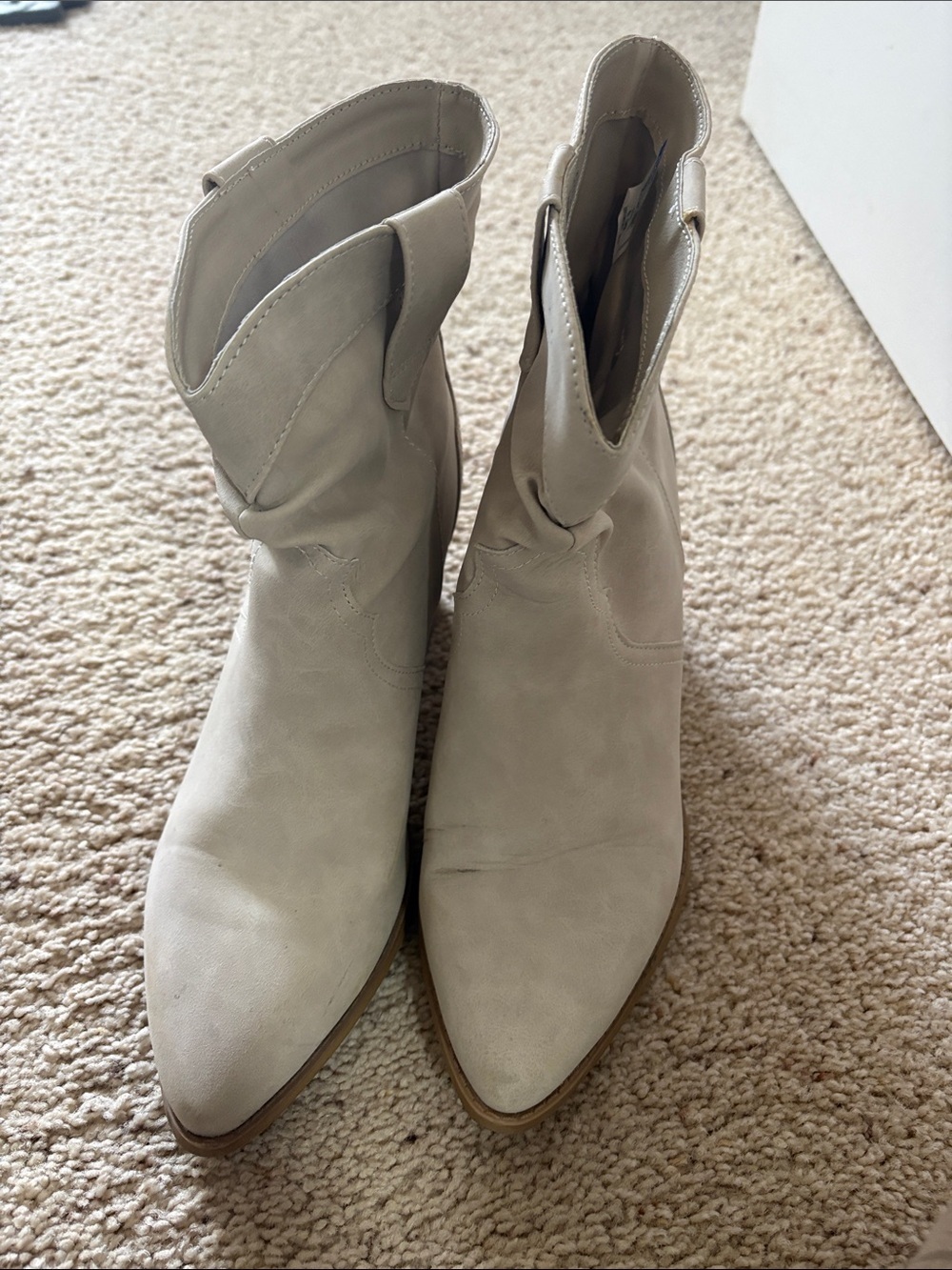 Women's Taupe Western Ankle Boots,Size 9